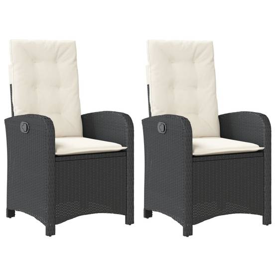 Fauteuils Relax de Jardin Inclinables Résine Tressée Dossier Réglable pour Terrasse Lot de 2 Noir – ComfortXL Outdoor Living - Image 2