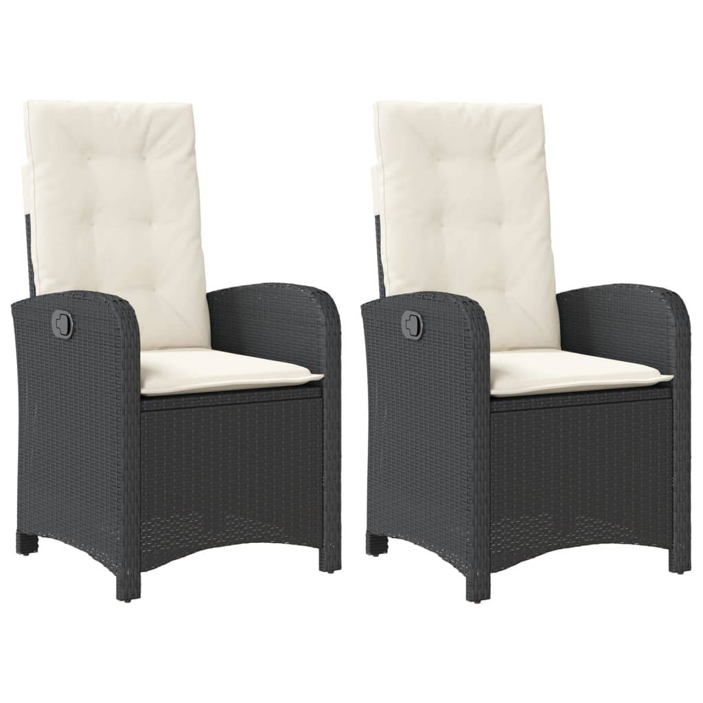 Fauteuils Relax de Jardin Inclinables Résine Tressée Dossier Réglable pour Terrasse Lot de 2 Noir – ComfortXL Outdoor Living - Image 2