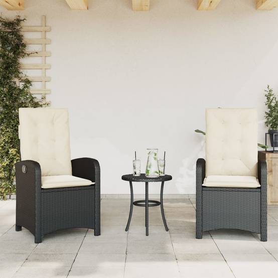 Fauteuils Relax de Jardin Inclinables Résine Tressée Dossier Réglable pour Terrasse Lot de 2 Noir – ComfortXL Outdoor Living - Image 1
