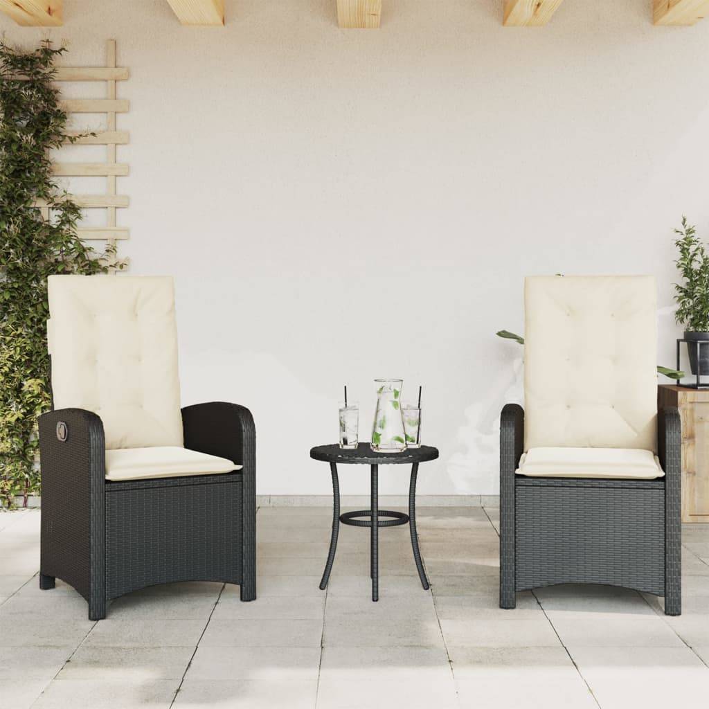 Fauteuils Relax de Jardin Inclinables Résine Tressée Dossier Réglable pour Terrasse Lot de 2 Noir – ComfortXL Outdoor Living - Image 1