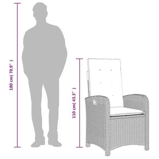 Fauteuils Relax de Jardin Inclinables Résine Tressée Dossier Réglable pour Terrasse Lot de 2 Noir – ComfortXL Outdoor Living - Image 7