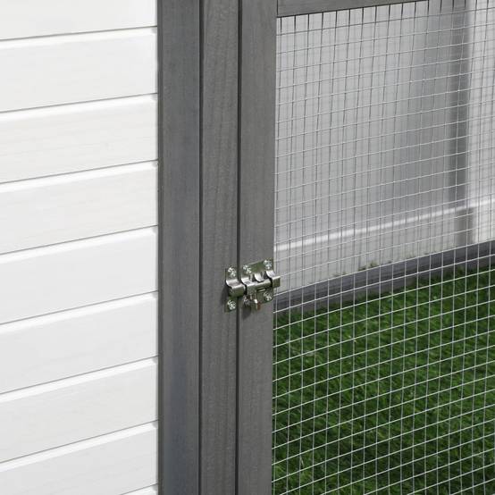 Poulailler Bois Pin Enclos Extérieur avec Pondoir Toit Bitumé Gris 196x76x97cm - ComfortXL pet Living - Image 7
