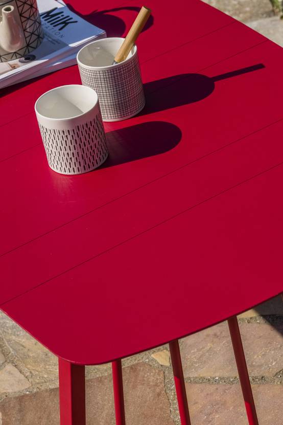 Salon de jardin 4 places en aluminium - Framboise - APOLLINE - Image 2