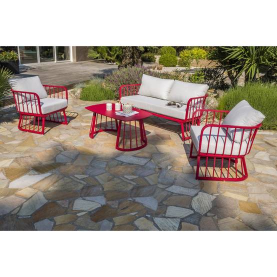 Salon de jardin 4 places en aluminium - Framboise - APOLLINE - Image 6