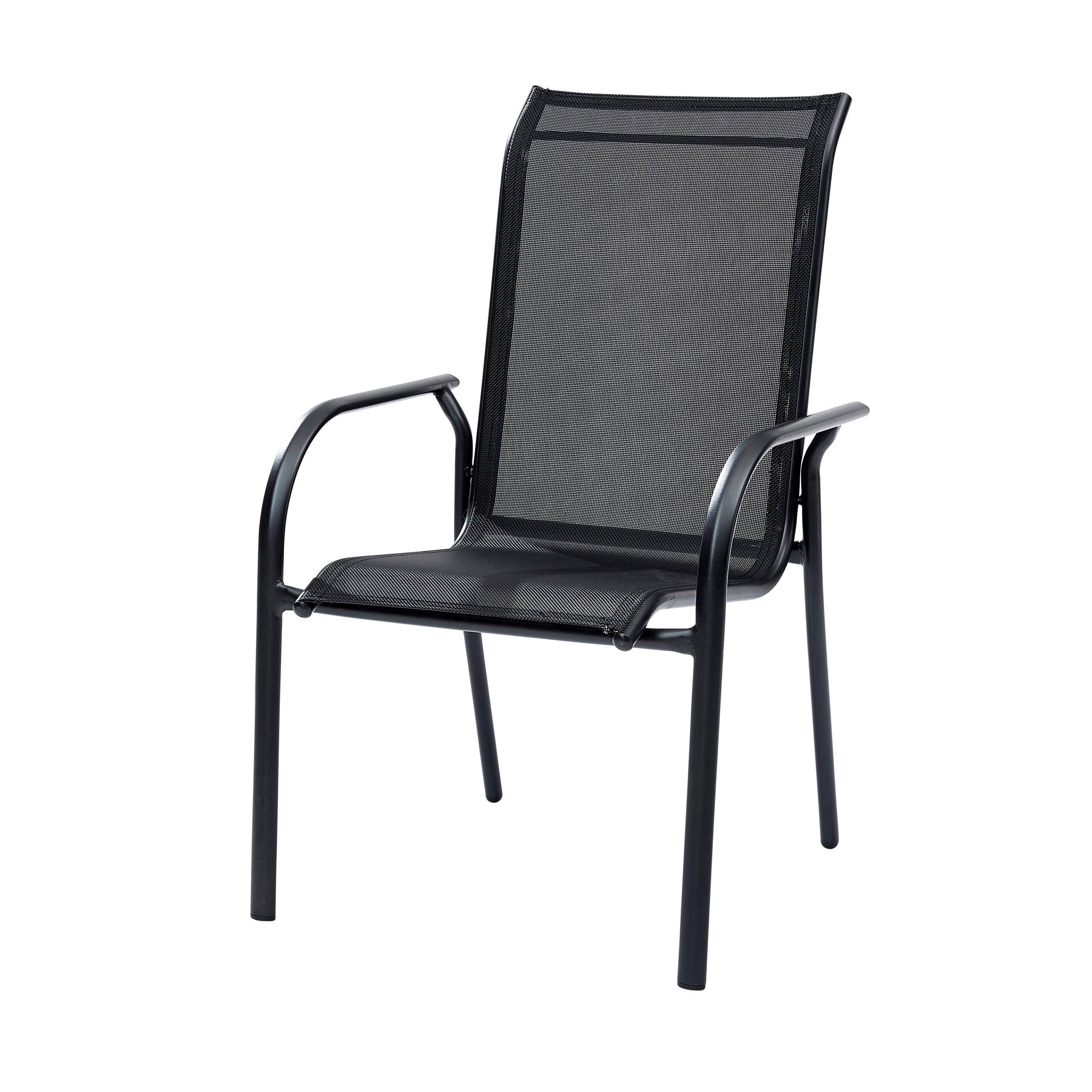 Wilsa Garden - Fauteuil BlackSun structure aluminium noire, assise textilène noire - Imagen 1