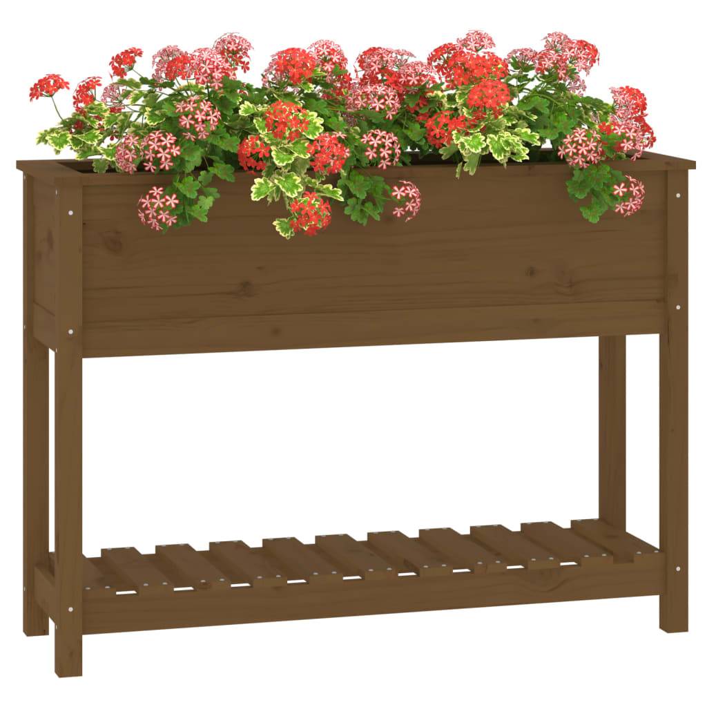Maison Chic - Jardinière, Bac à fleurs, Pot de fleurs et étagère Marron miel 111,5x34,5x81 cm Bois de pin - Imagen 4