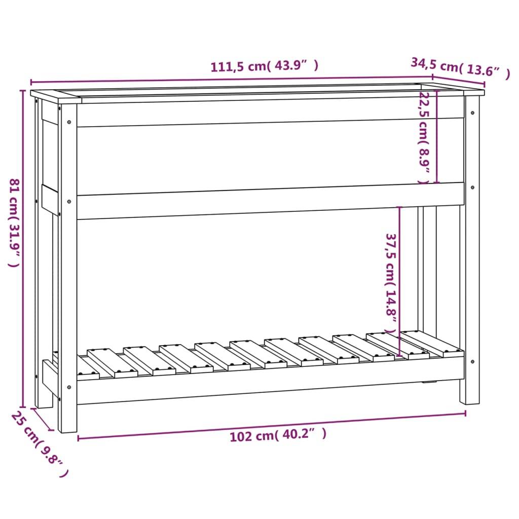 Maison Chic - Jardinière, Bac à fleurs, Pot de fleurs et étagère Marron miel 111,5x34,5x81 cm Bois de pin - Imagen 8