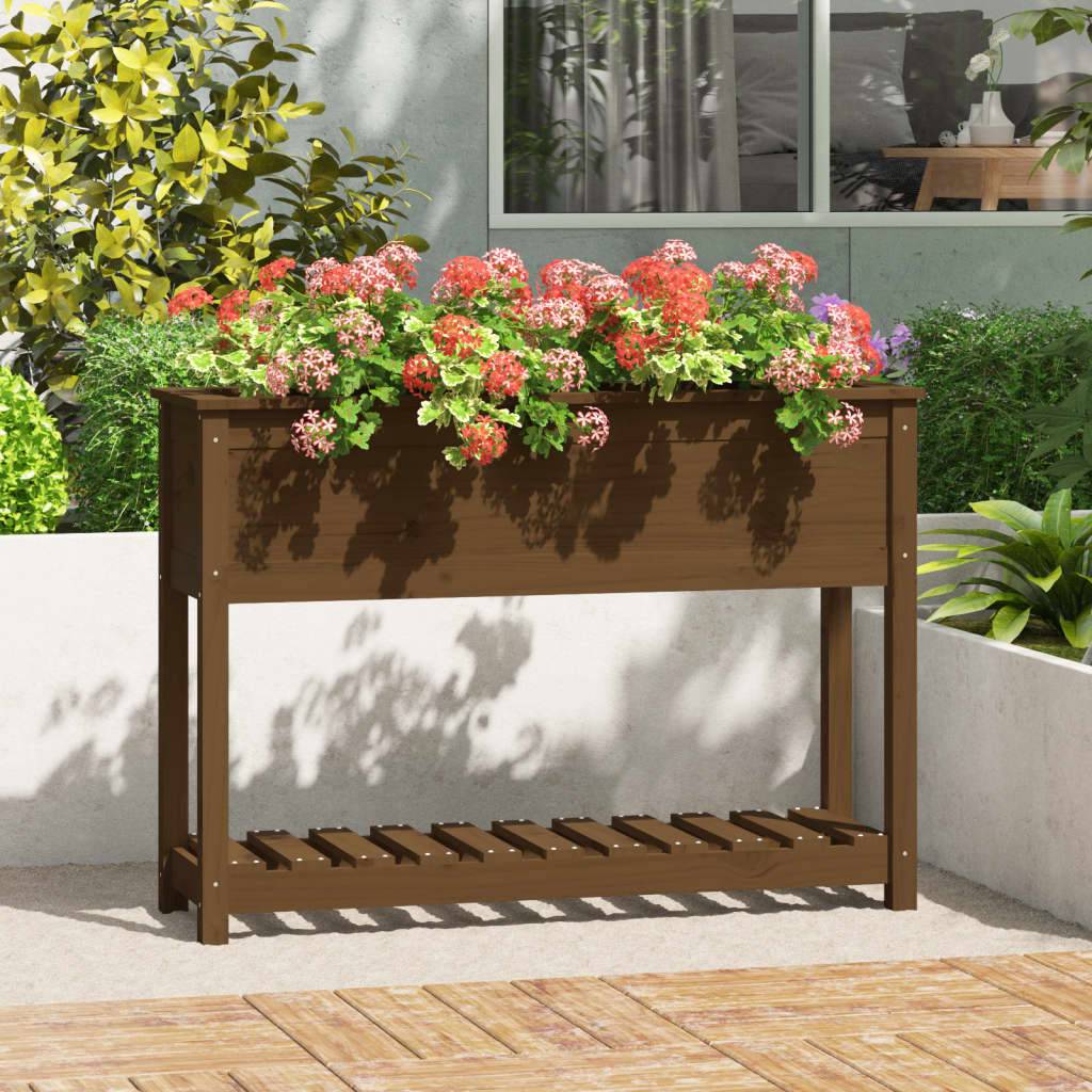 Maison Chic - Jardinière, Bac à fleurs, Pot de fleurs et étagère Marron miel 111,5x34,5x81 cm Bois de pin - Imagen 2