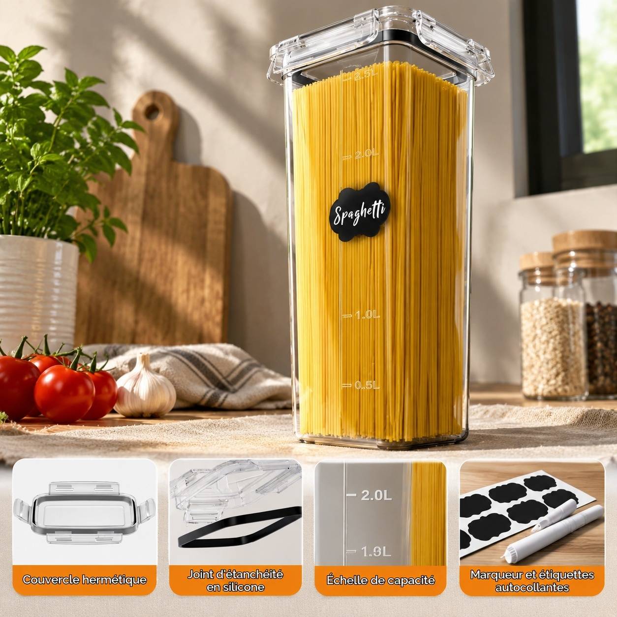 Lot de 24 Boîtes Alimentaires Hermétiques avec Couvercles et Étiquettes - Image 3