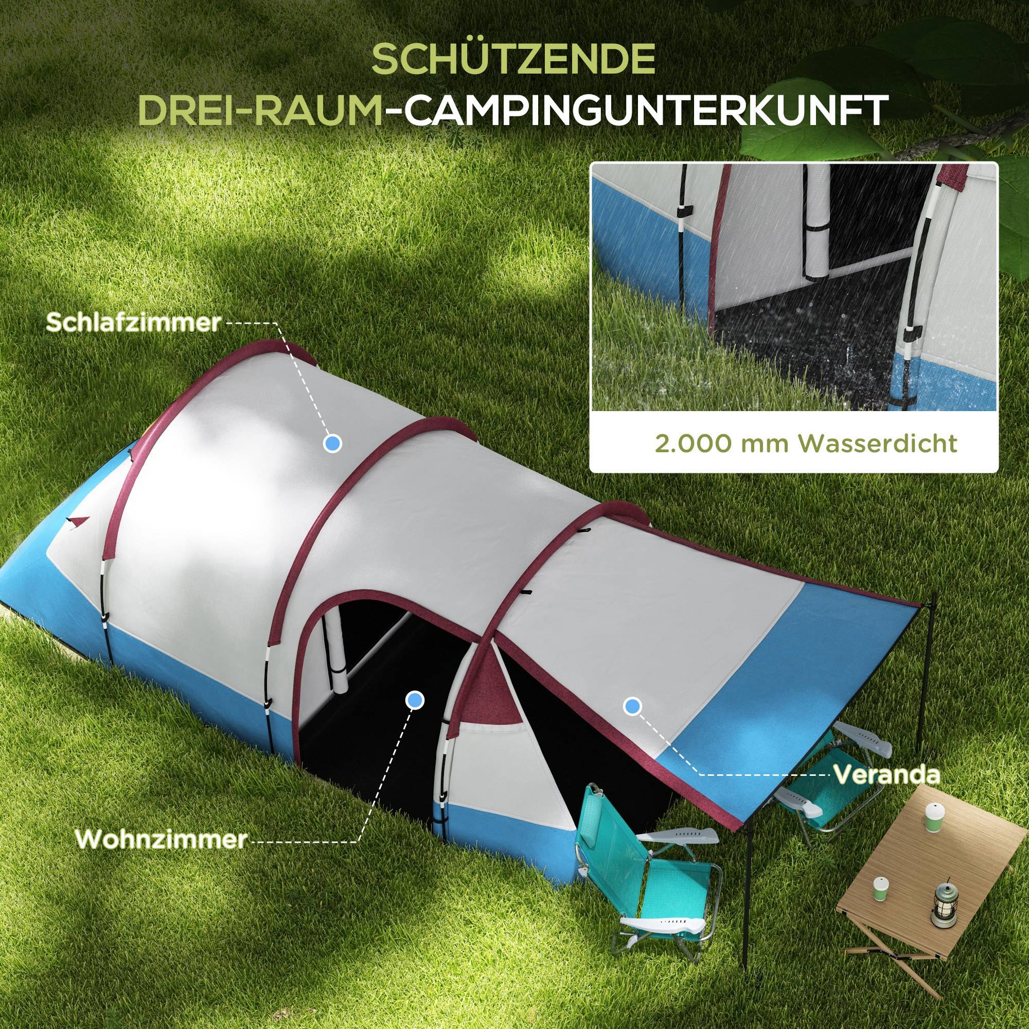 Tente de camping polyester rouge 420 x 200 x 150 cm - PANGIVO - Image 6