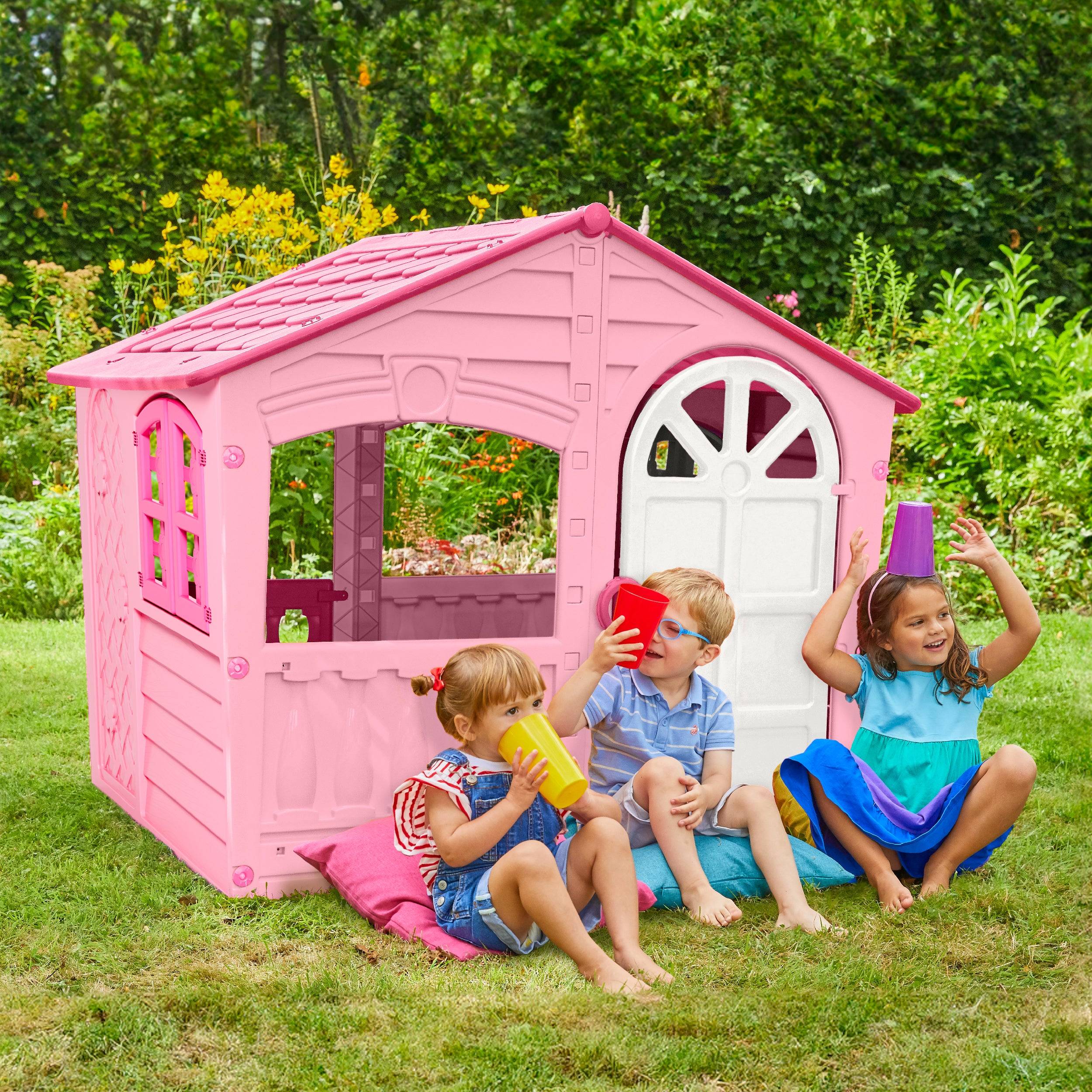 Cabane enfant plastique rose BARBE À PAPA - Imagen 1