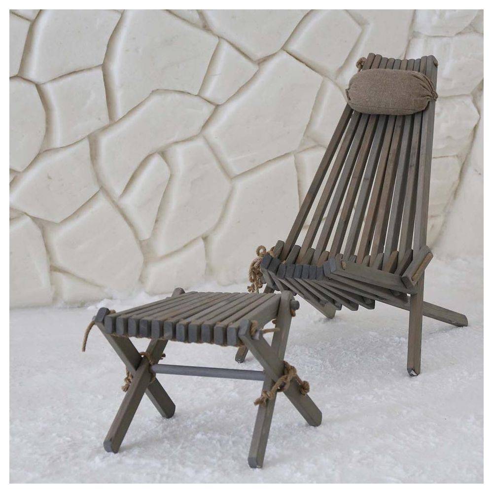 Ecofurn - Chilienne bois EcoChair (coussin offert) Pin Gris - Imagen 4