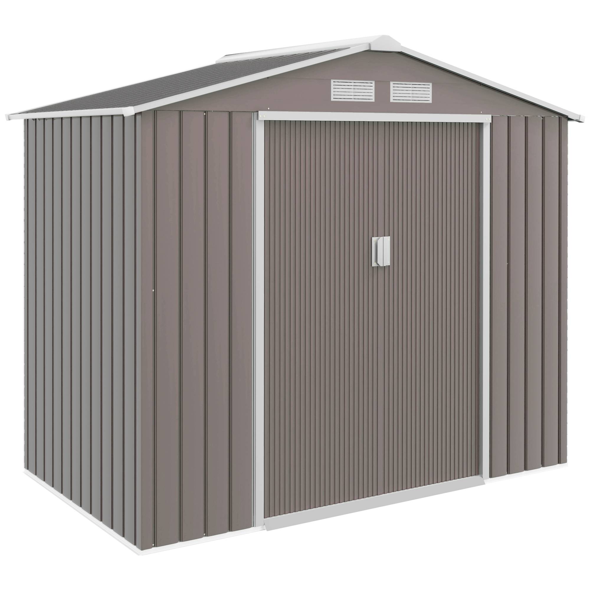 Abri de jardin métal avec portes coulissantes 213x130x185 cm cabane extérieure rangement outils gris