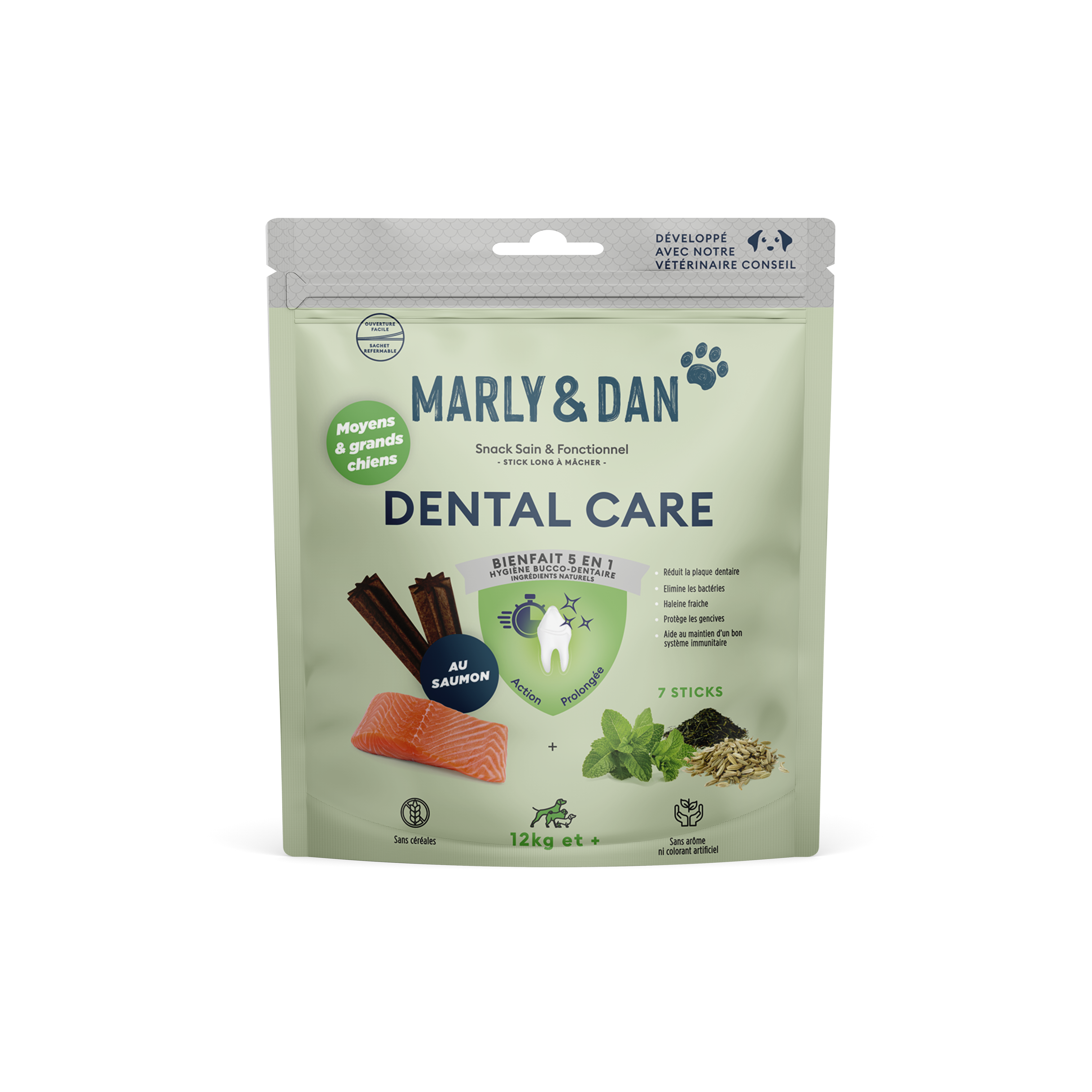 Marly & Dan - Stick Dentaire Sans Céréales au Saumon pour Chien - Imagen 1