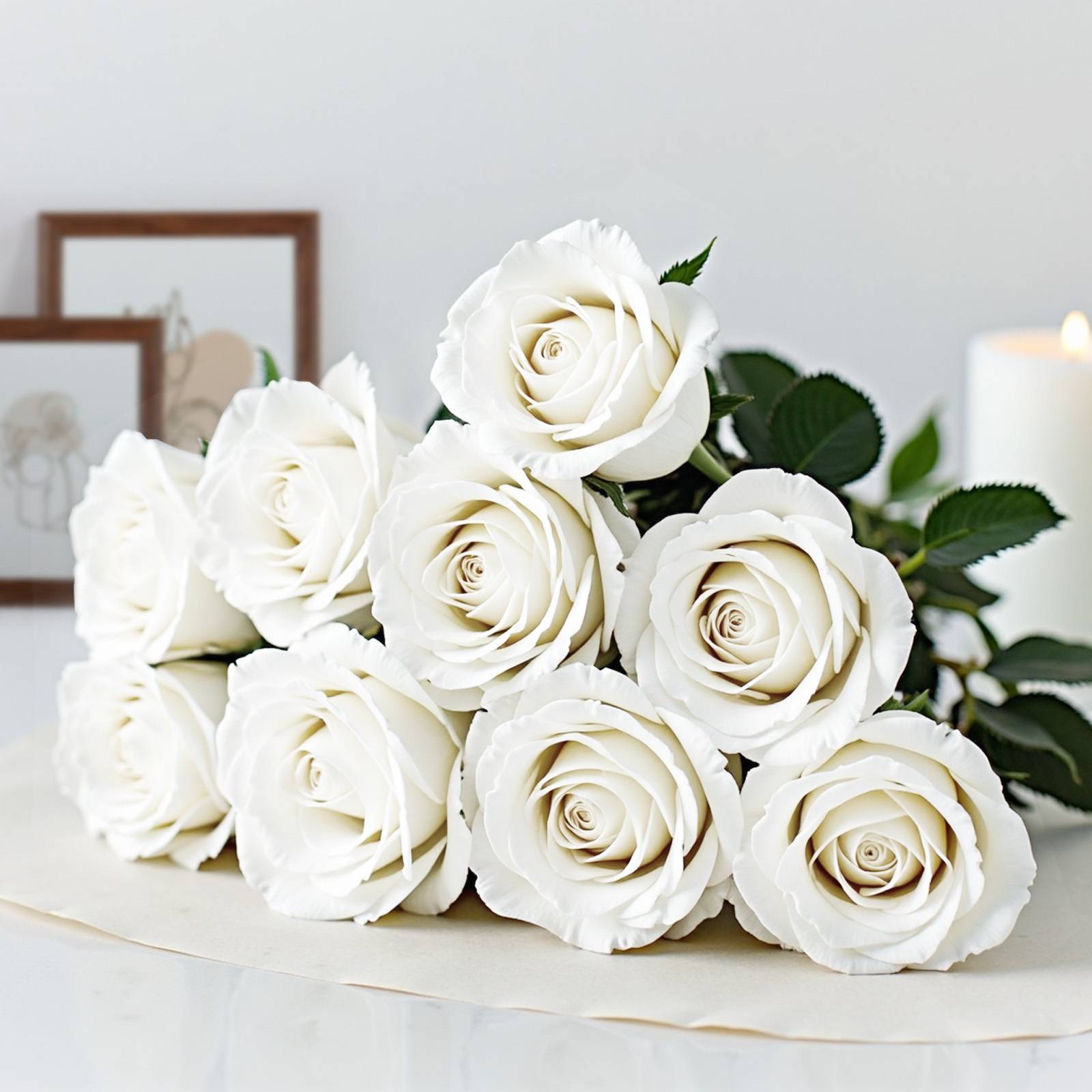VEVOR Rose artificielle lot de 120, 508mm. Aspect réaliste, tête 70mm. Pour centres table, mariages. Blanc. - Image 8