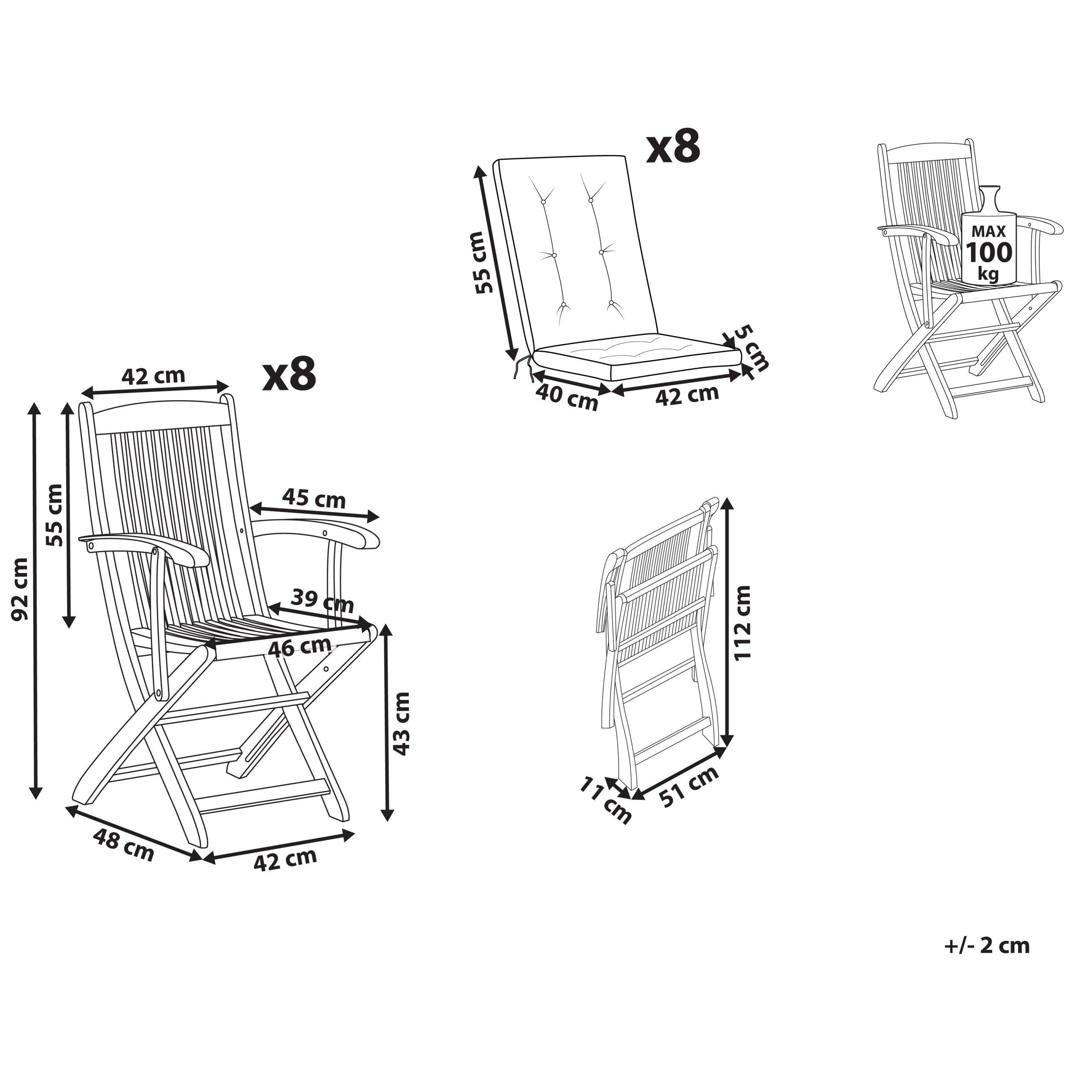 Chaise de jardin Acacia Bleu MAUI PREMIUM - Beliani - Image 2