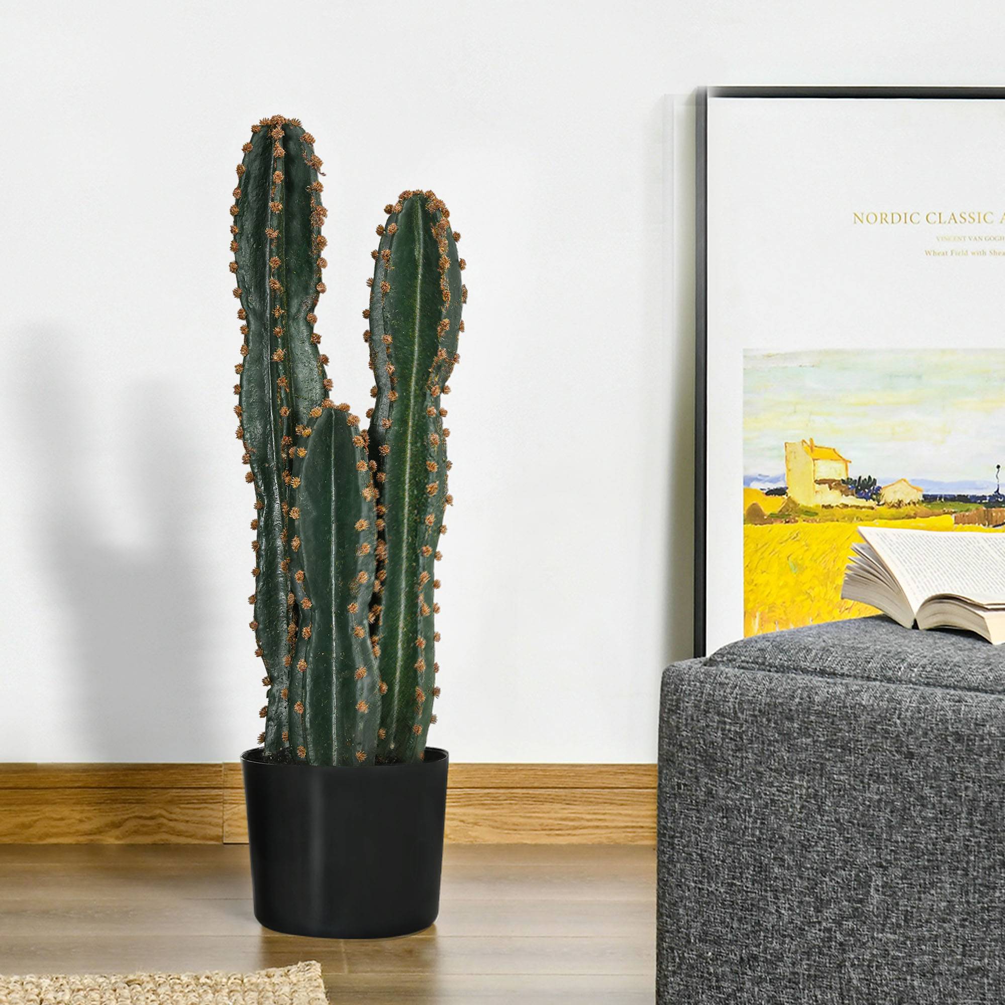 Grand cactus artificiel réaliste grande plante artificielle Ø17x60 cm vert - Image 3