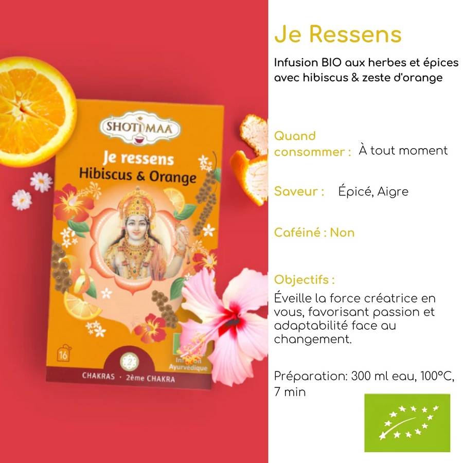 Tisane Bio Je Ressens Gamme Chakra - Saveurs épicées et acidulées - Éveille les sens - créativité, imagination, passion - Image 2