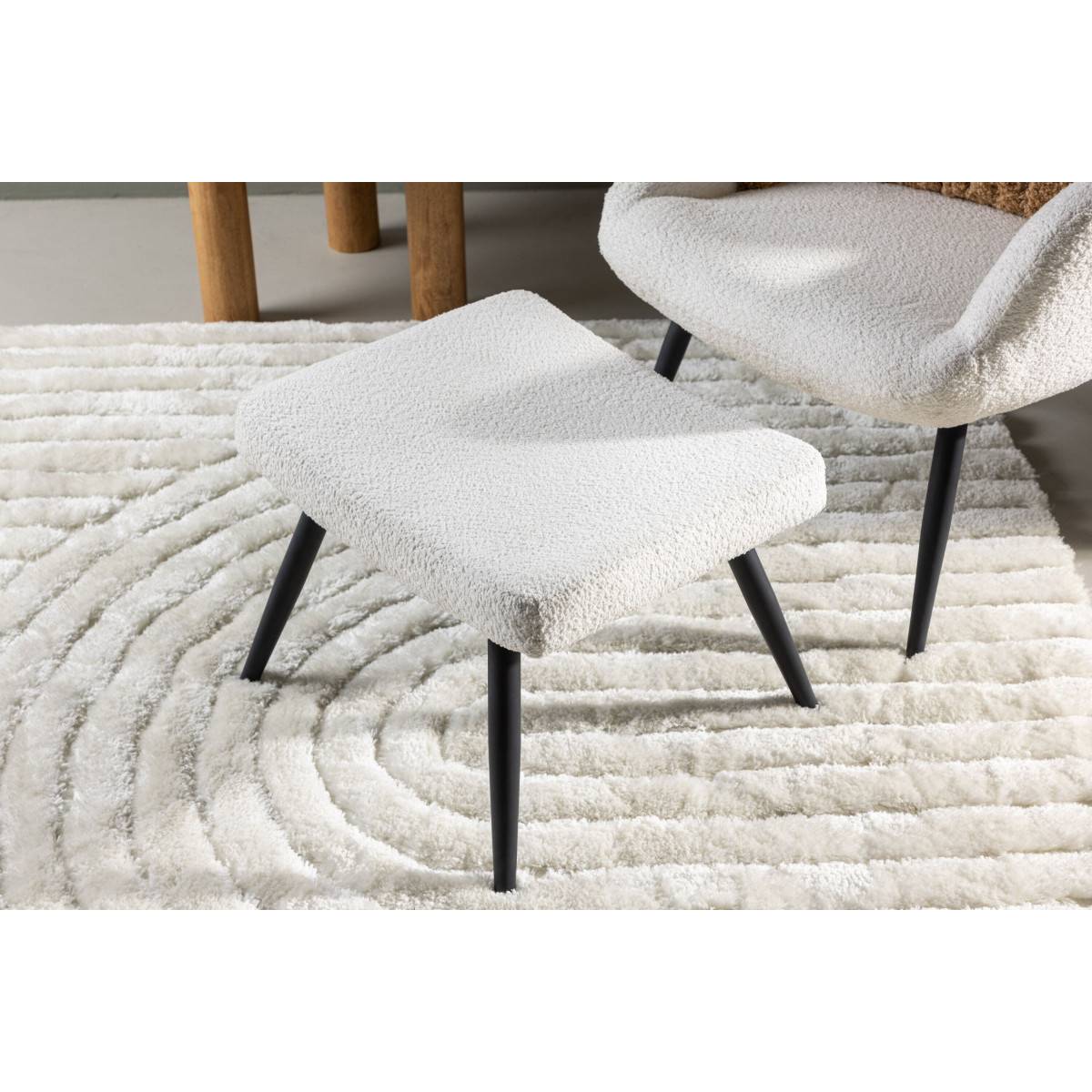 Paris Prix - Fauteuil & Pouf Design Bouclette "Como" 95cm Blanc - Image 10