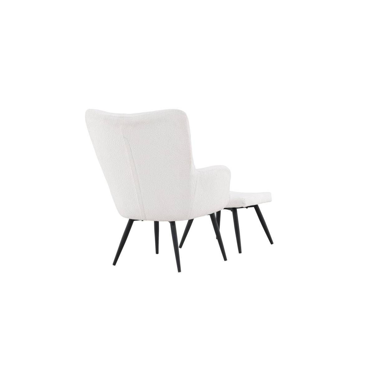 Paris Prix - Fauteuil & Pouf Design Bouclette "Como" 95cm Blanc - Image 5