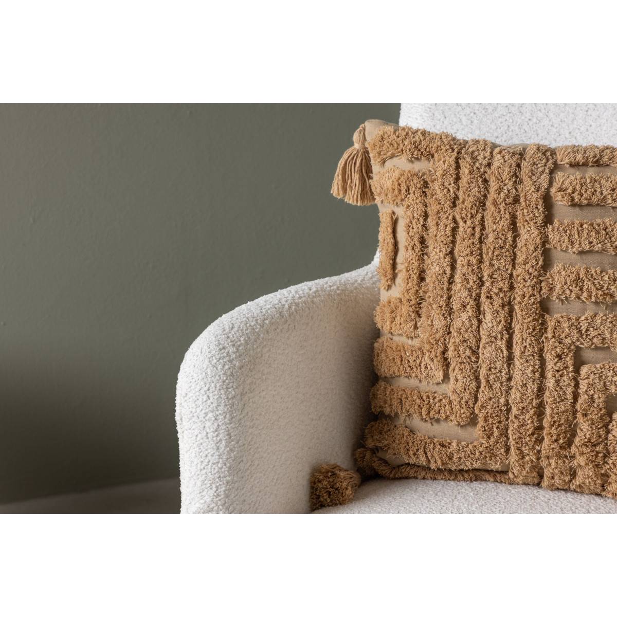 Paris Prix - Fauteuil & Pouf Design Bouclette "Como" 95cm Blanc - Image 8