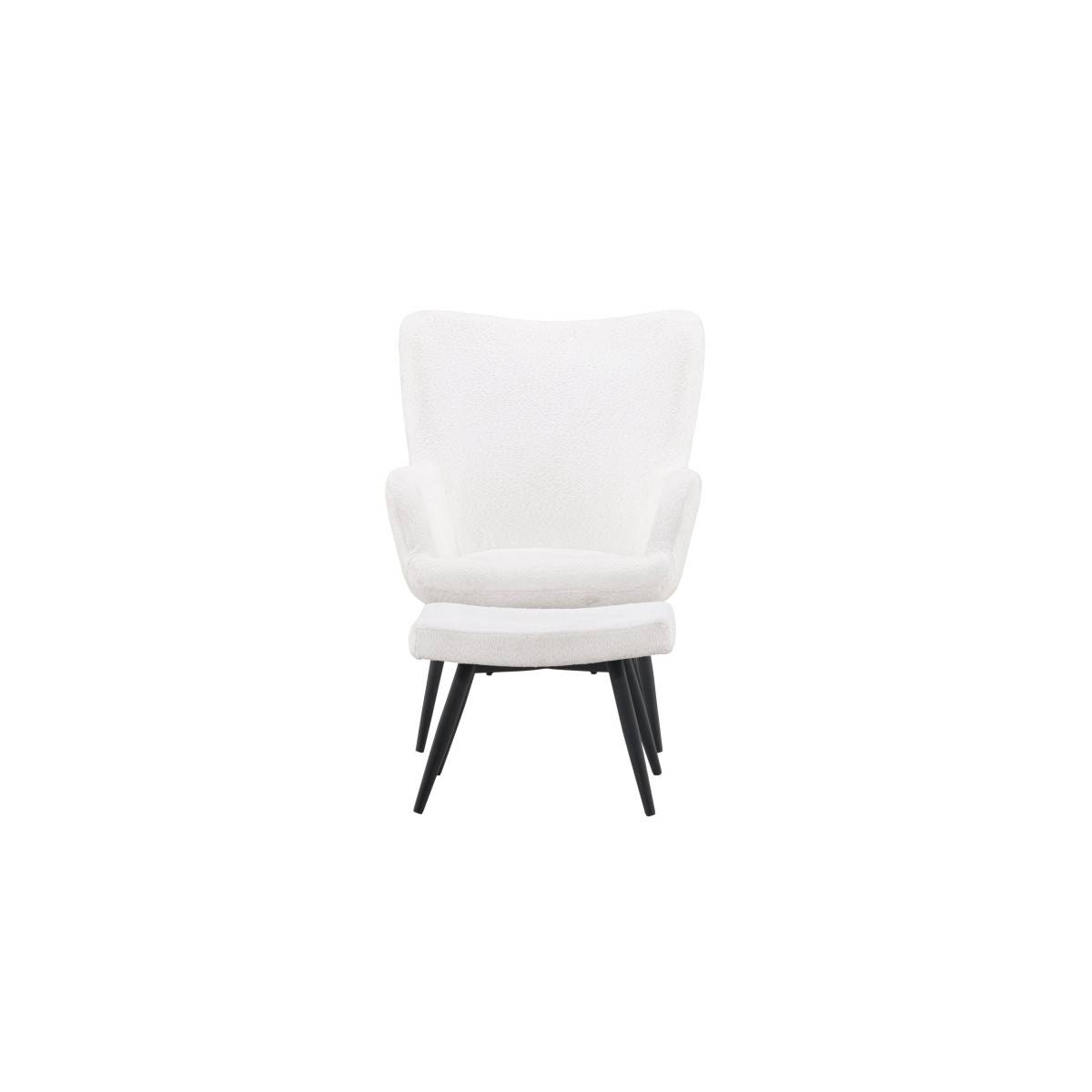 Paris Prix - Fauteuil & Pouf Design Bouclette "Como" 95cm Blanc - Image 4