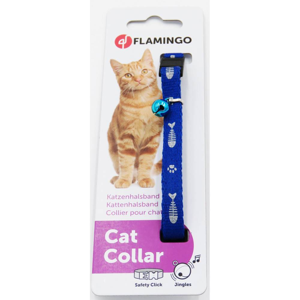 Collier réglable de 20 à 35 cm  bleu motif poisson  + clochette pour chat - Imagen 3