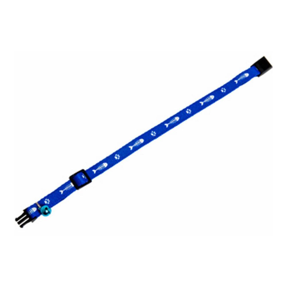 Collier réglable de 20 à 35 cm  bleu motif poisson  + clochette pour chat - Imagen 2