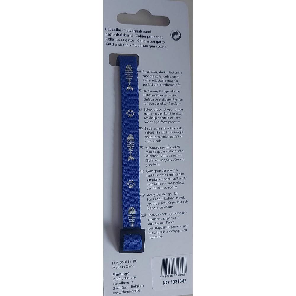 Collier réglable de 20 à 35 cm  bleu motif poisson  + clochette pour chat - Imagen 4