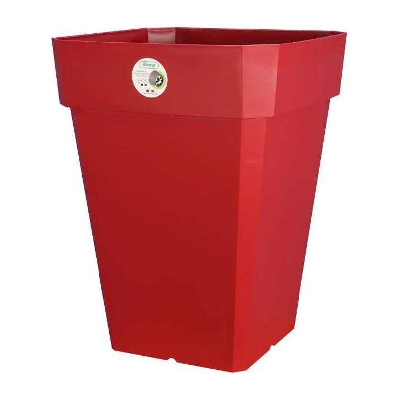Riviera - Riviera Pot De Fleurs Carre Soleilla En Plastique - 49 X 49 X H 50 Cm - 65 L - Rouge - Imagen 1