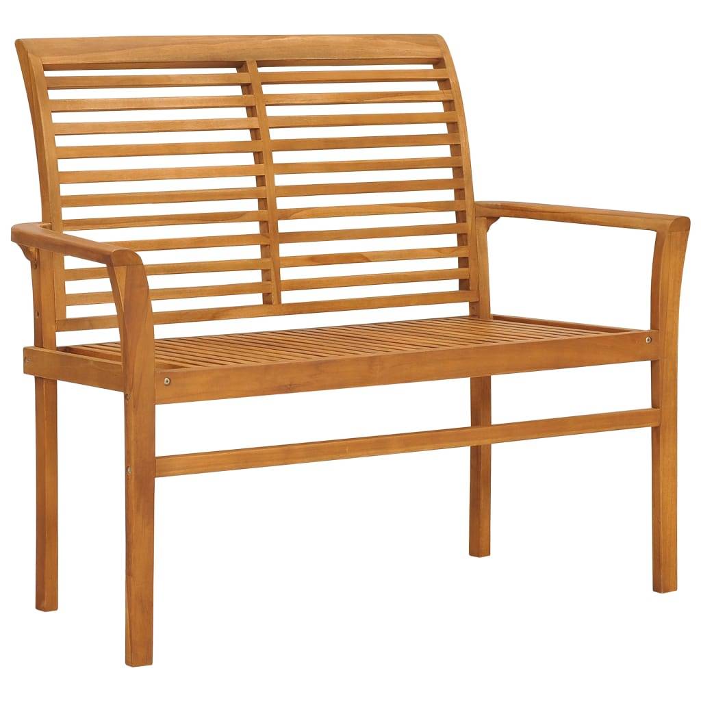 Helloshop26 - Banc de jardin meuble de patio d'extérieur terrasse avec coussin à carreaux gris 112 x 55 x 94 cm teck massif - Imagen 2