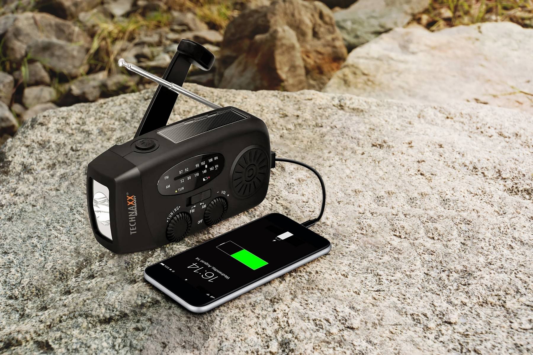 TECHNAXX - RADIO ET LAMPE SOLAIRE + MANIVELLE - Image 6
