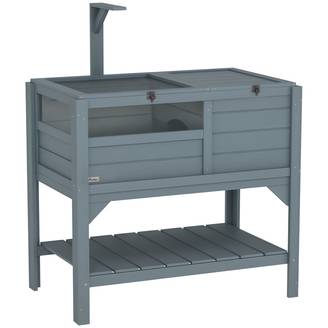 Sans Marque - Maison enclos pour tortues sur pieds avec étagère de rangement en bois de sapin - dim. 103H x 84L x 51l cm