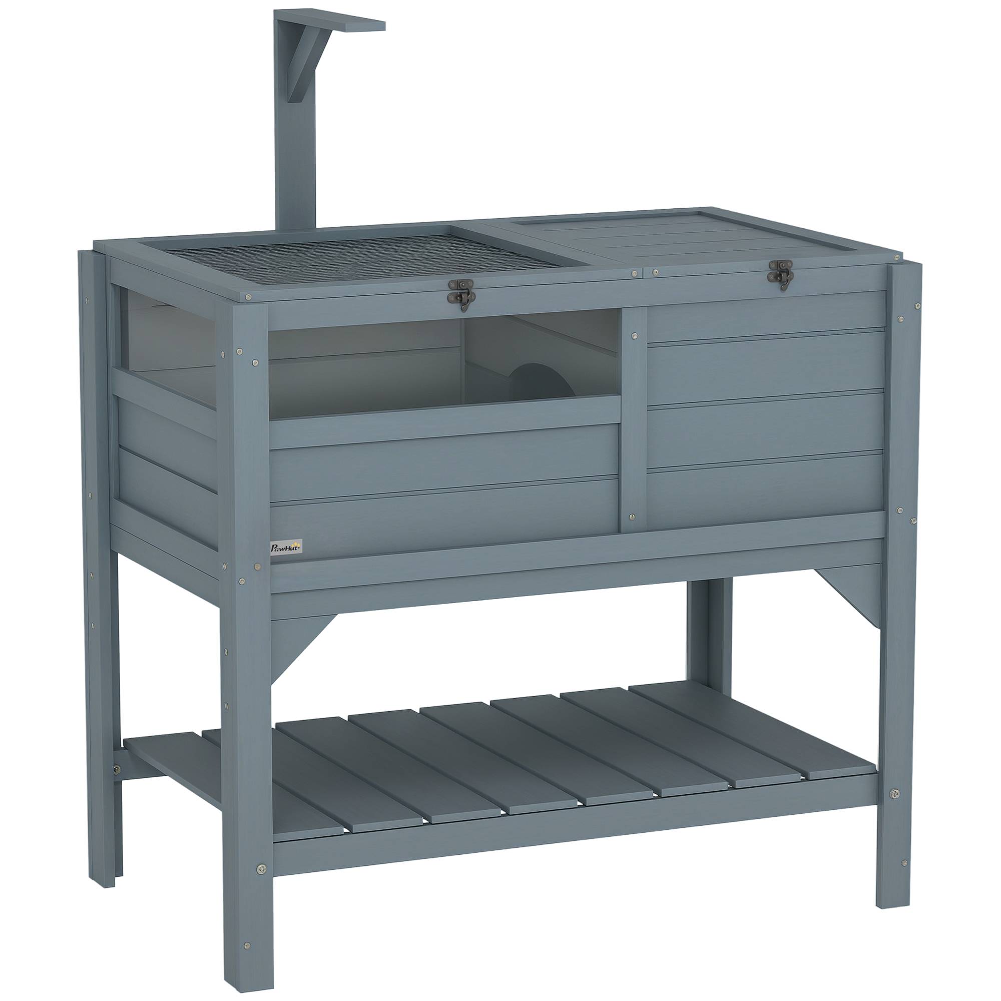 Sans Marque - Maison enclos pour tortues sur pieds avec étagère de rangement en bois de sapin - dim. 103H x 84L x 51l cm