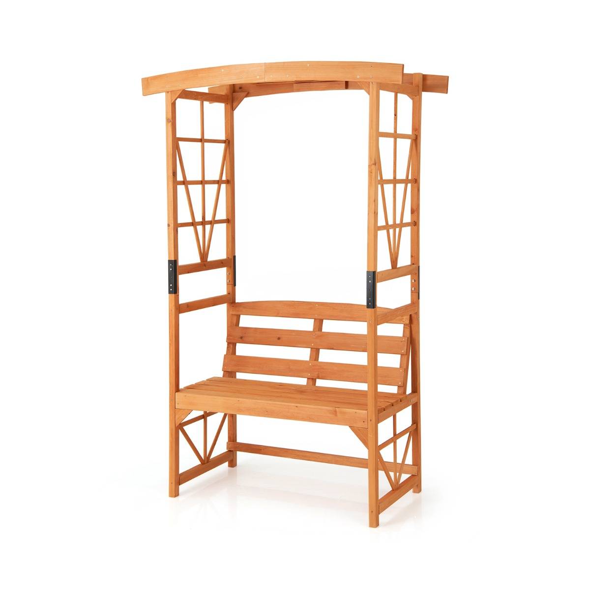 Arche de Jardin pour Plantes Grimpantes avec Banc 2 Places - 120x58x189cm Siège Décoratif Vigne Rosier en Bois Extérieure Jaune - Image 5
