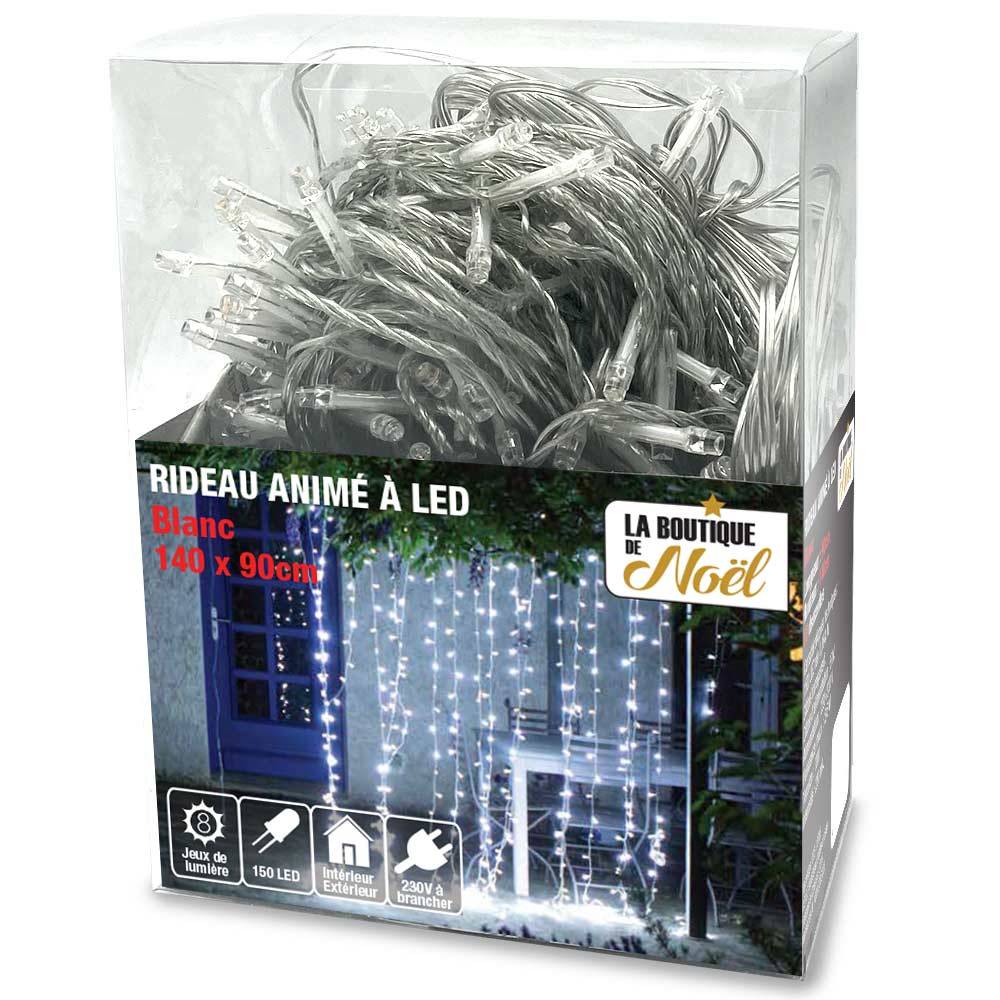 Sans Marque - Rideau lumineux électrique à LED 150 x 200 cm 300 LED blanc froid - LA BOUTIQUE - Imagen 3