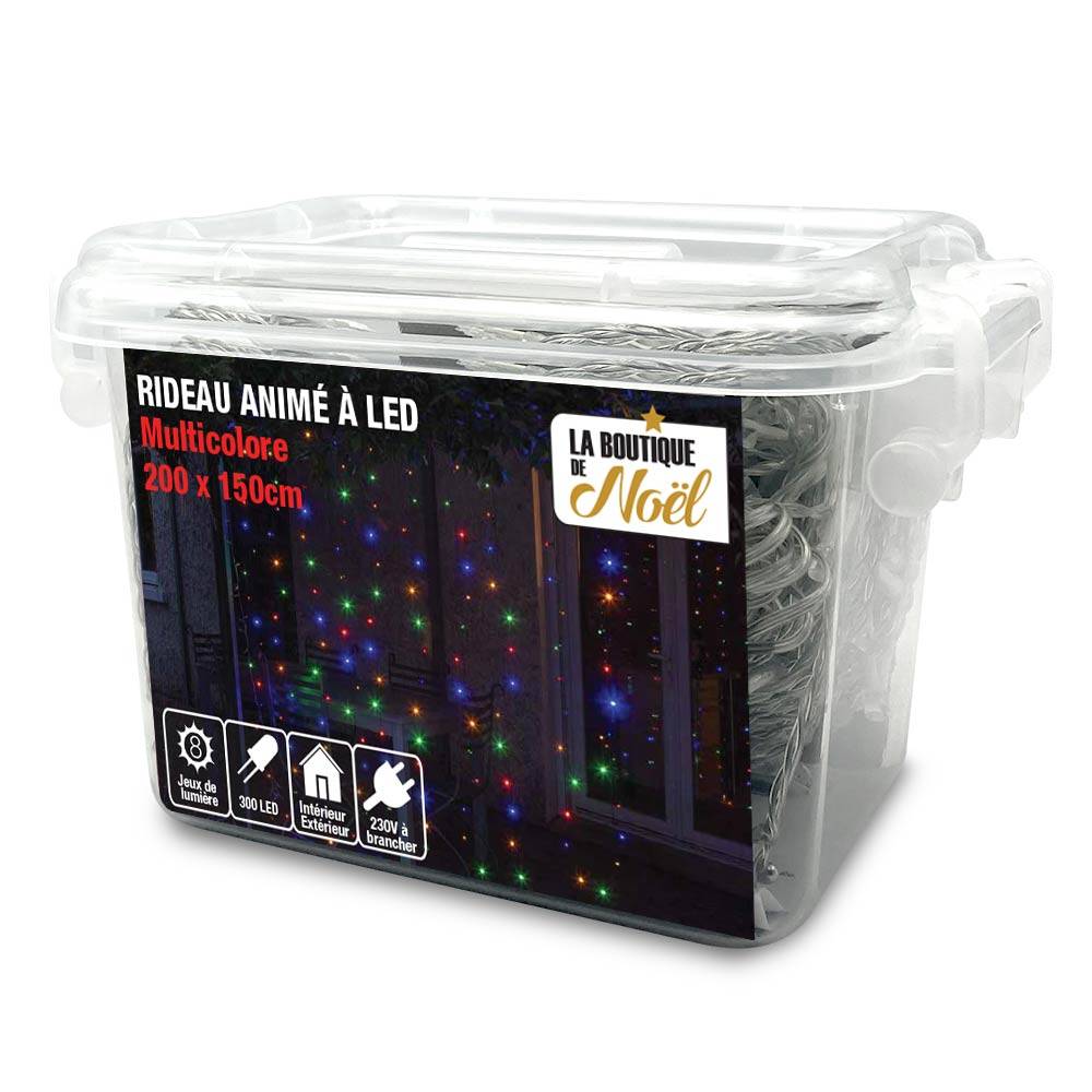 Sans Marque - Rideau lumineux électrique à LED 150 x 200 cm 300 LED blanc froid - LA BOUTIQUE - Imagen 5