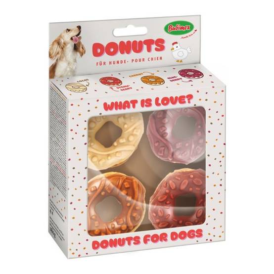 Bubimex - Donuts à mâcher pour chien Bubimex, poulet et fruits, lot de 4, Ø 7 cm