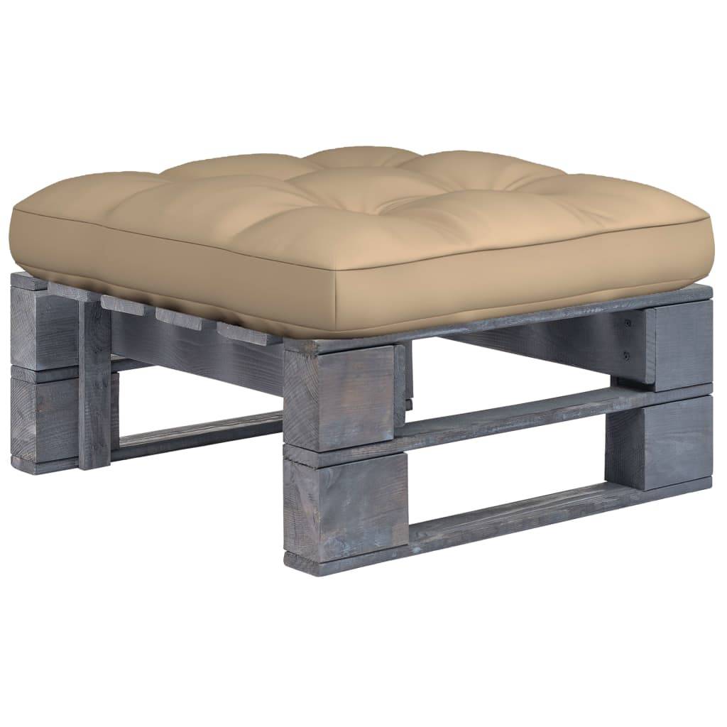 Pouf palette de jardin - canapé d'extérieur - Mobilier palette Bois de pin imprégné de gris - Image 2