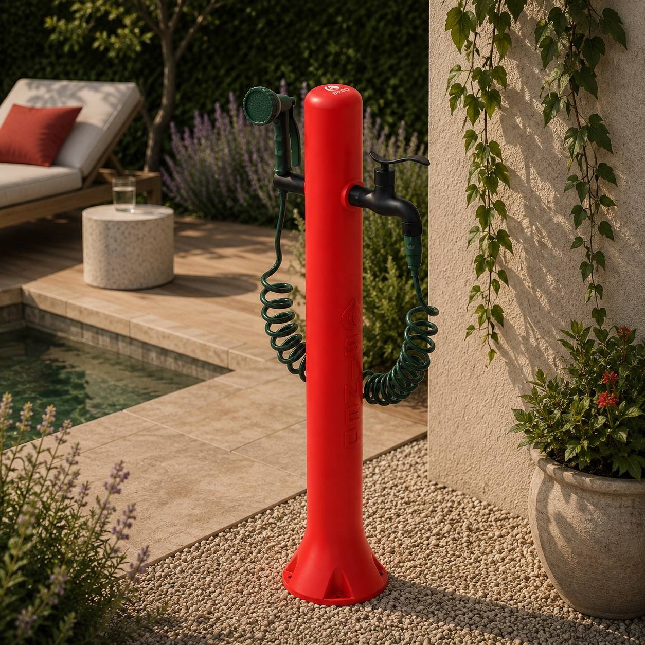 Fontaine Rouge Avec Canon De Jardin Sined Fontana Acqua Pro Rossa - Image 1