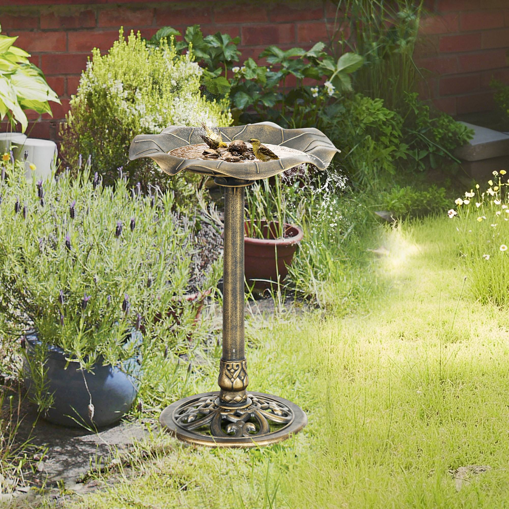 Outsunny - Bassin-abreuvoir mangeoire pour oiseaux forme feuille de lotus Ø50x71cm polypropylène Bronze Antique - Outsunny - Image 2