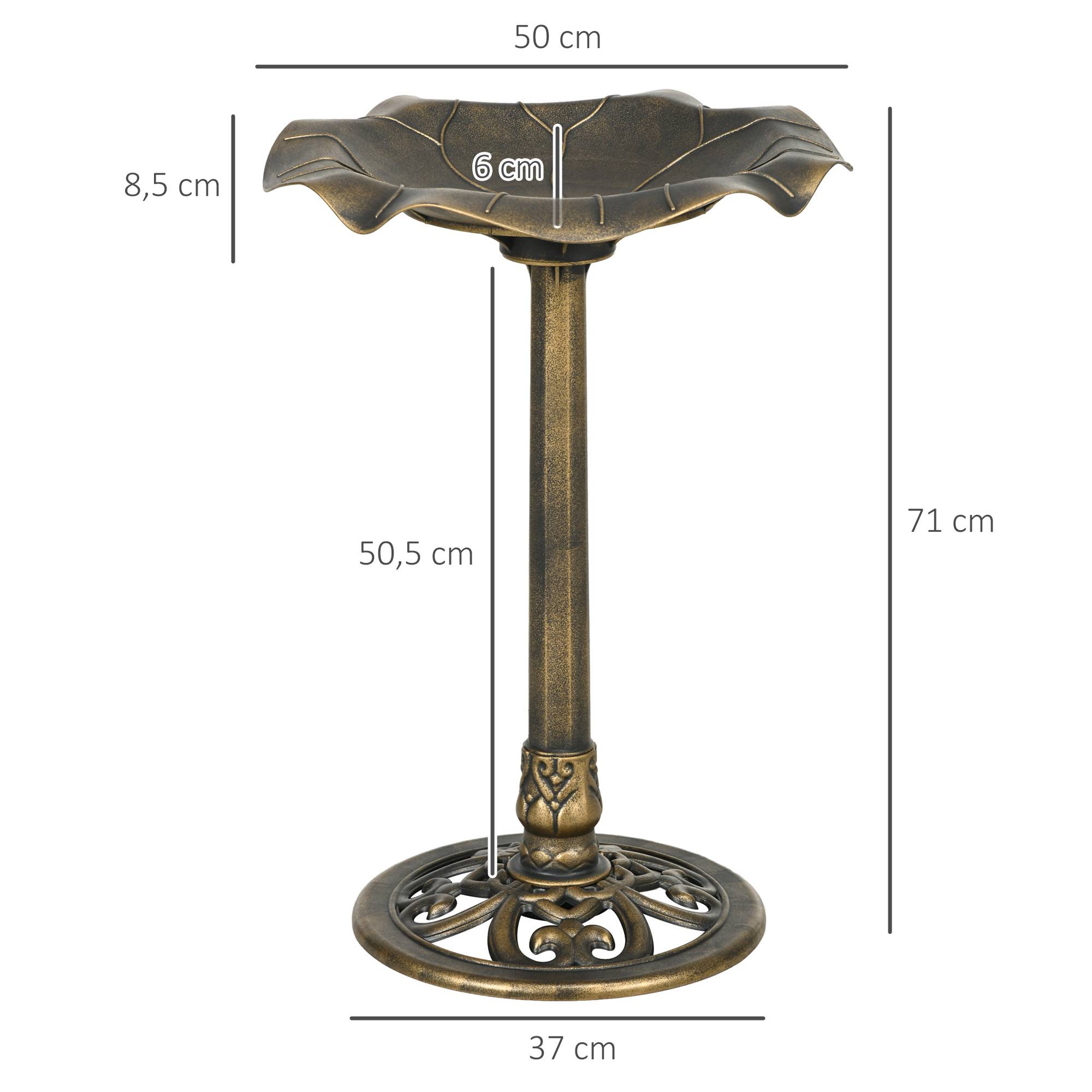 Outsunny - Bassin-abreuvoir mangeoire pour oiseaux forme feuille de lotus Ø50x71cm polypropylène Bronze Antique - Outsunny - Image 3