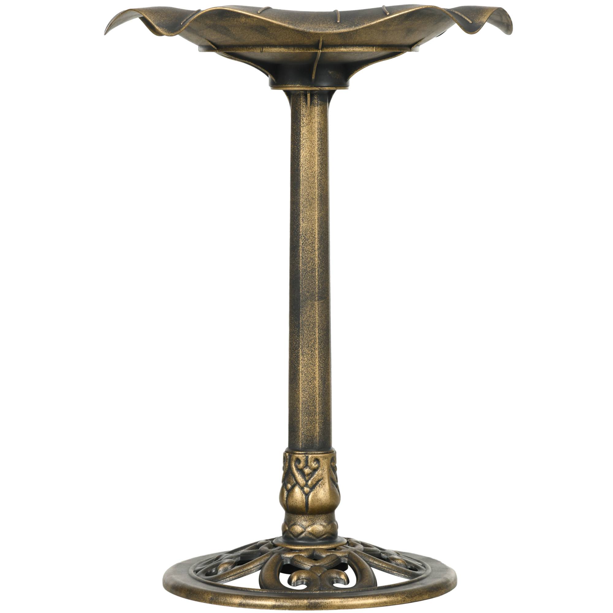 Outsunny - Bassin-abreuvoir mangeoire pour oiseaux forme feuille de lotus Ø50x71cm polypropylène Bronze Antique - Outsunny - Image 4