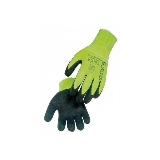 Gant Manutention Enduit Latex SINGER Jaune fluo Taille 9 Support Polyamide poignet élastique Sans Couture - Imagen 5