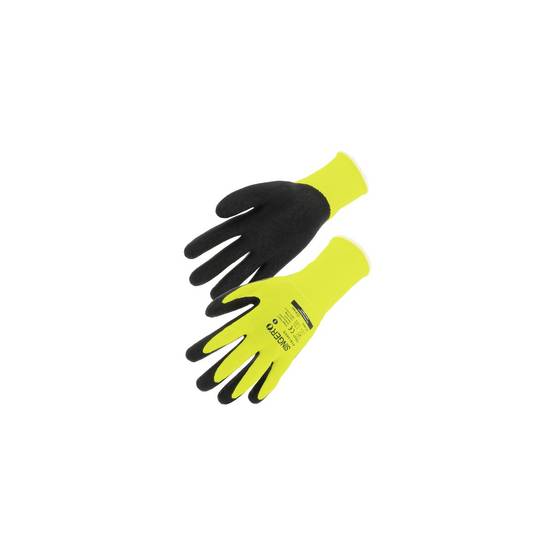 Gant Manutention Enduit Latex SINGER Jaune fluo Taille 9 Support Polyamide poignet élastique Sans Couture - Imagen 3