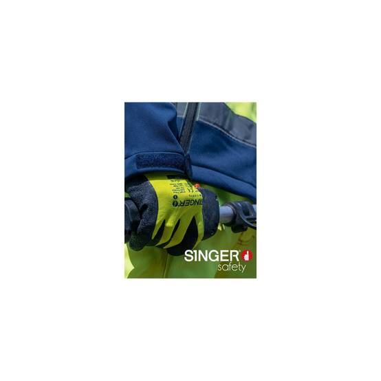 Gant Manutention Enduit Latex SINGER Jaune fluo Taille 9 Support Polyamide poignet élastique Sans Couture - Imagen 2