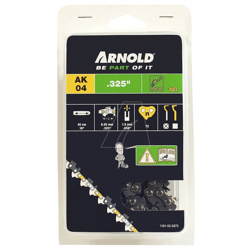 Arnold - Chaîne de tronçonneuse 325"/1,5 mm - 72 maillons d’entraîneurs - gouges demi-rondes Arnold