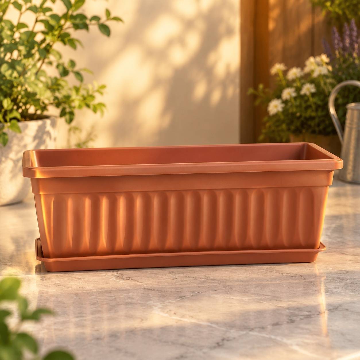 Jardinière Rectangulaire avec Bac et Étiquettes pour Plantes - Image 2