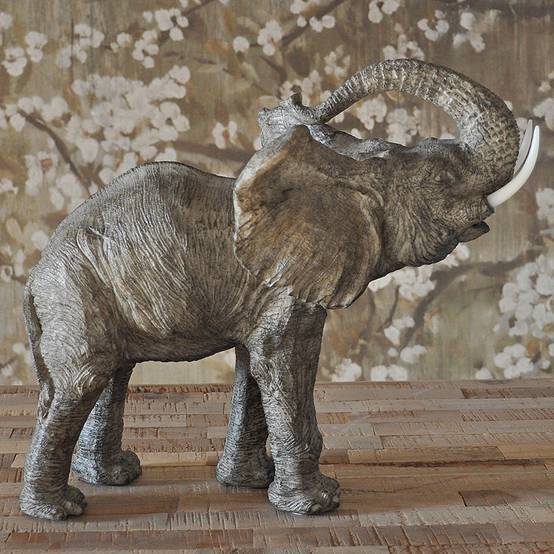 La Grande Prairie - Statuette éléphant gris résine 38x20x30cm - Image 3