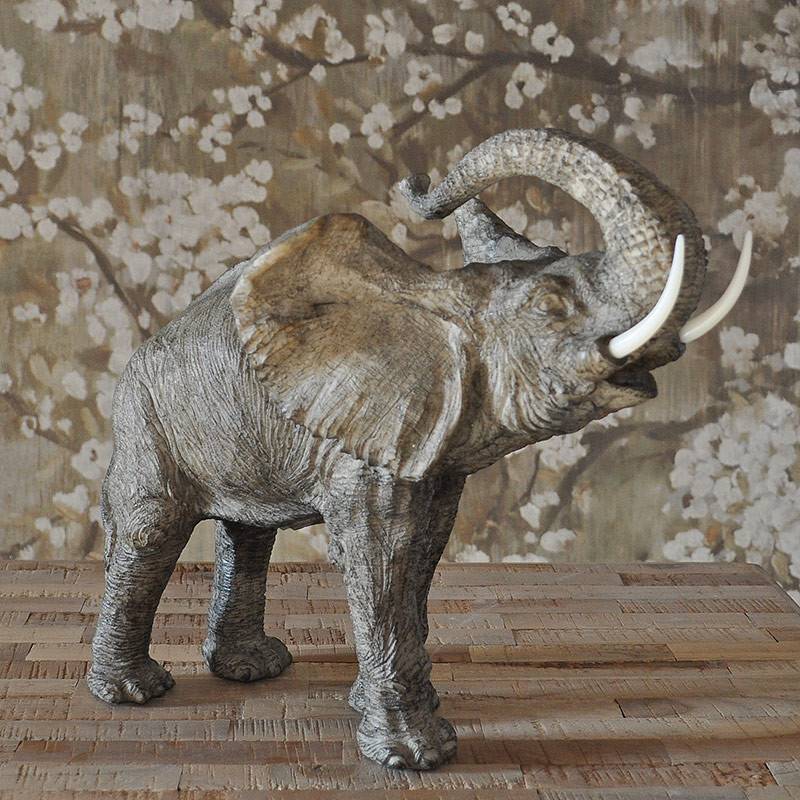 La Grande Prairie - Statuette éléphant gris résine 38x20x30cm - Image 2